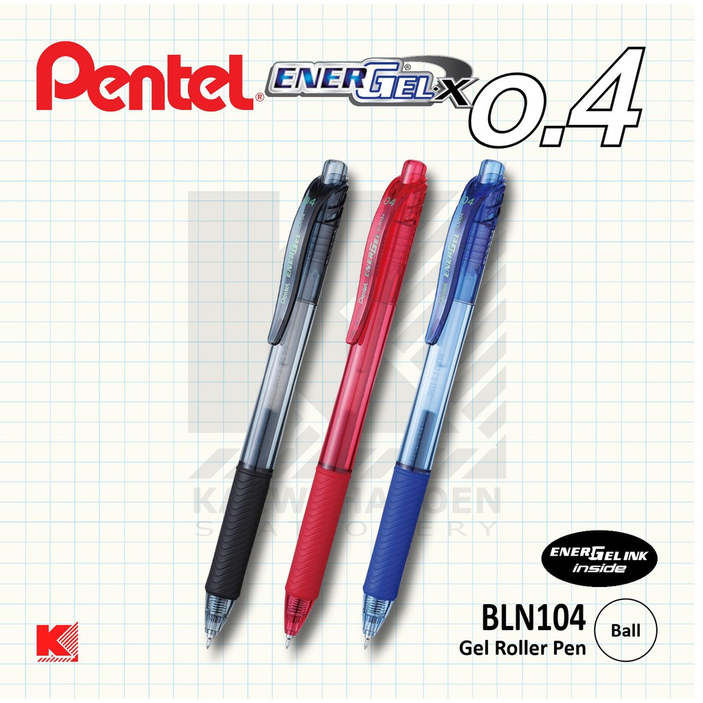 ปากกาเจล Pentel EnerGel-X BLN104 ขนาด 0.4 (มี 3 สี)