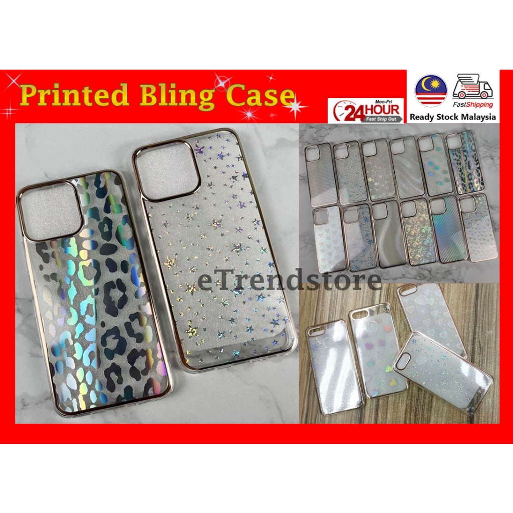 Oppo Realme 5i 9i 8 9 Pro + Plus A96 A76 Clear Bling Shiny Hologram Design Case Hard Casing Rainbow 