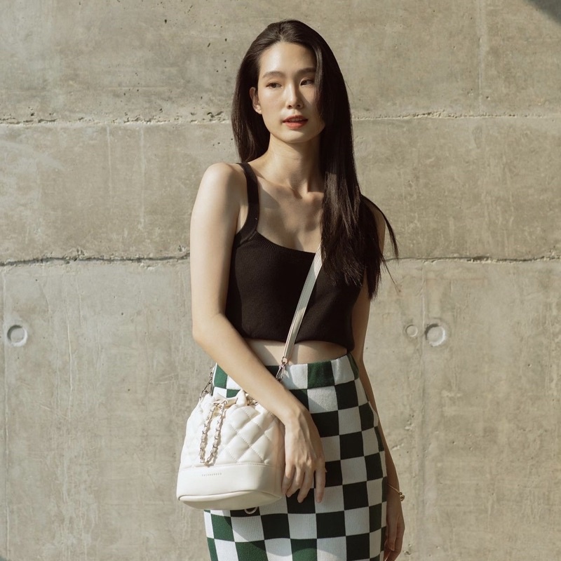 (ใช้โค้ด:25DD12ลด222.-)Caseharden Bucket Bag กระเป๋าทรงขนมจีบ ทรงถังบักเก็ต [ขนมจีบ]