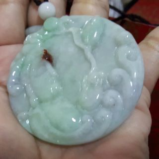 จี้หยกธรรมชาติแท้ สีม่วงเขียว (A JADE) + มีใบรับรองจริง