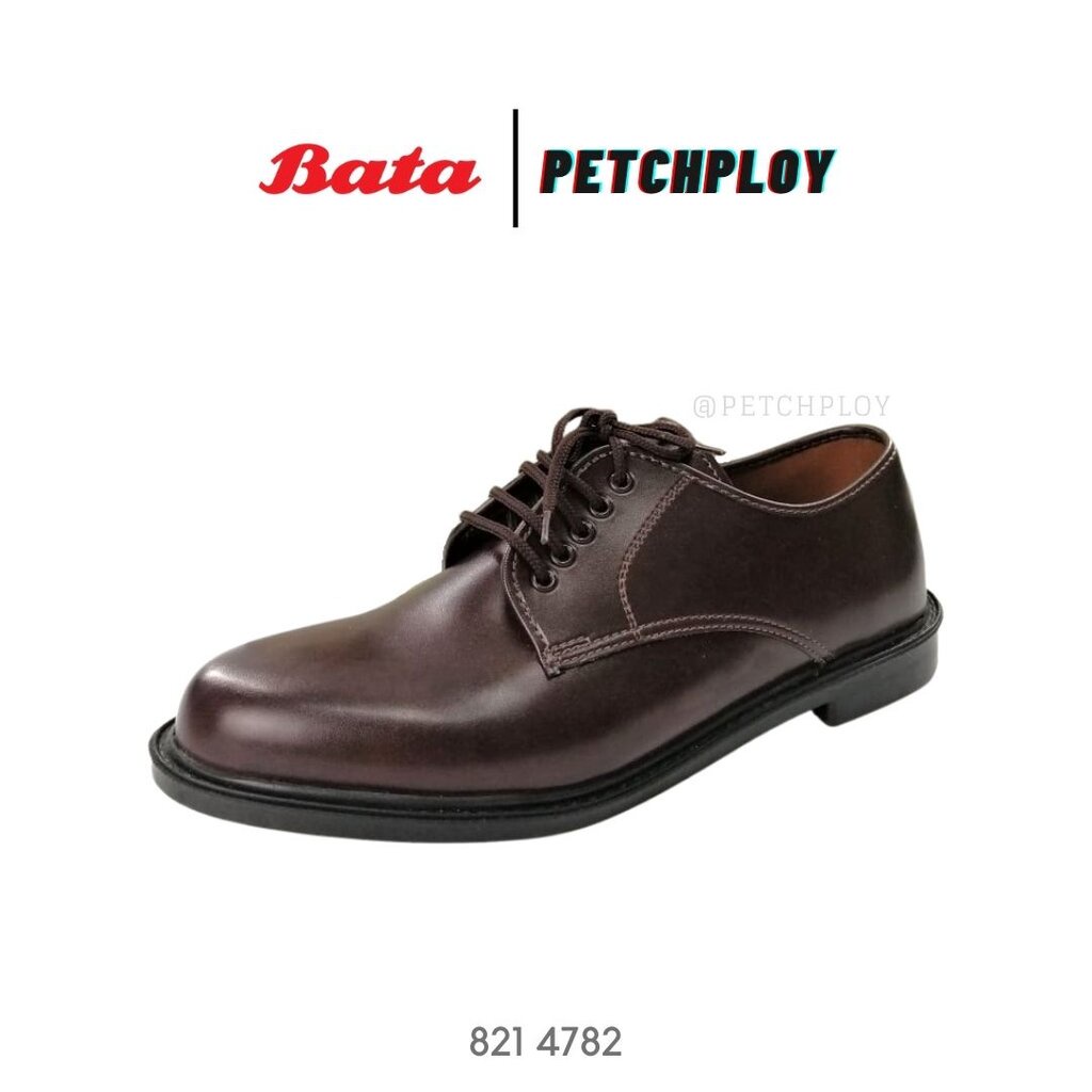 รองเท้าหนังผู้ชาย Bata รองเท้าคัชชูหนัง สีน้ำตาล แบบผูกเชือก บาจาของแท้ Size 2-12 (35-47) รุ่น 821-4781 821-4782 รองเท้า