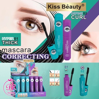 Kiss Beauty mascara มาสคาร่า สีดำ สูตรกันน้ำ ติดทนนาน ไม่เลอะ ขนตายาว หนา สีดำลึก สวย มาสคาร่าตาโต เครื่องสำอาง