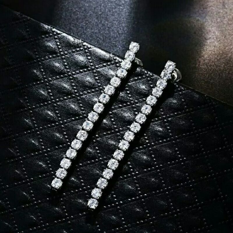 ต่างหูระย้าเพชรสวิส 4mm.💎 เกรดAAAA+