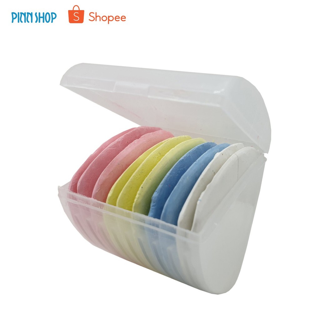 Pinn Shop ชุดชอล์กสามเหลี่ยม มี 10 แท่ง สีขาว, สีแดง, สีน้ำเงิน และสีเหลือง