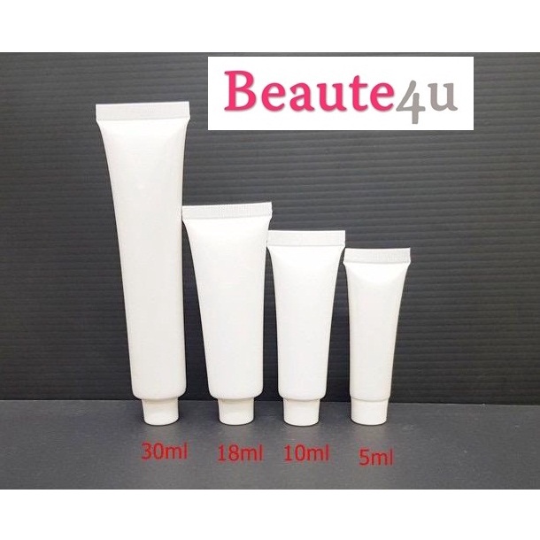 Beaute4u 5ml,10ml,18ml,30ml Facial Cleanser Cosmetics Soft Tube(Pearl White)w.white cap- Fulfilled B