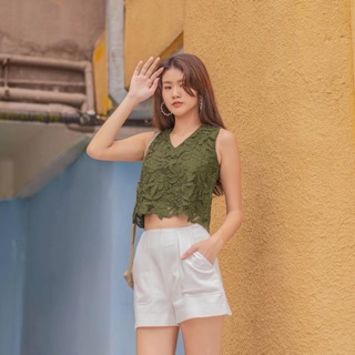 RMVcollection Willow Crochet Top สี ARMY GREEN