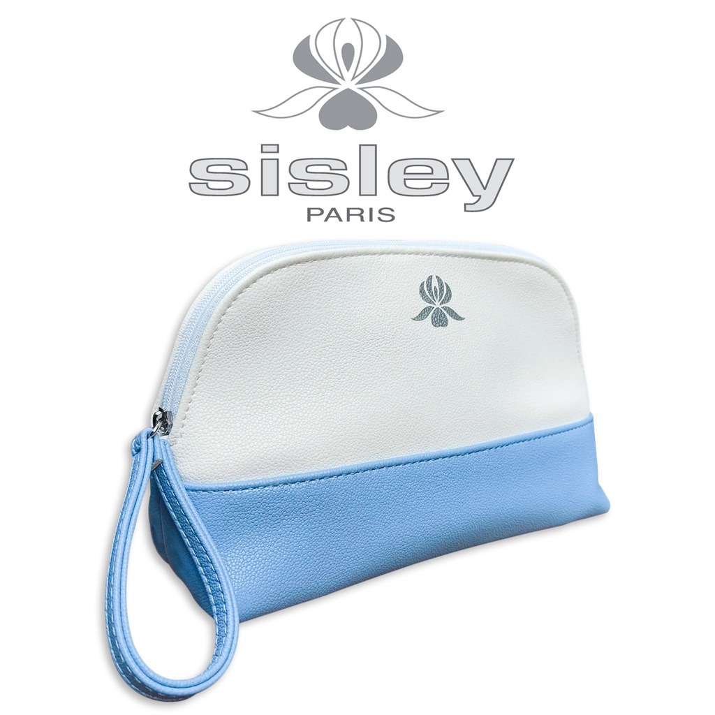 Sisley Cosmetic Bag กระเป๋าเครื่องสำอางค์ (สีขาว/ฟ้า)