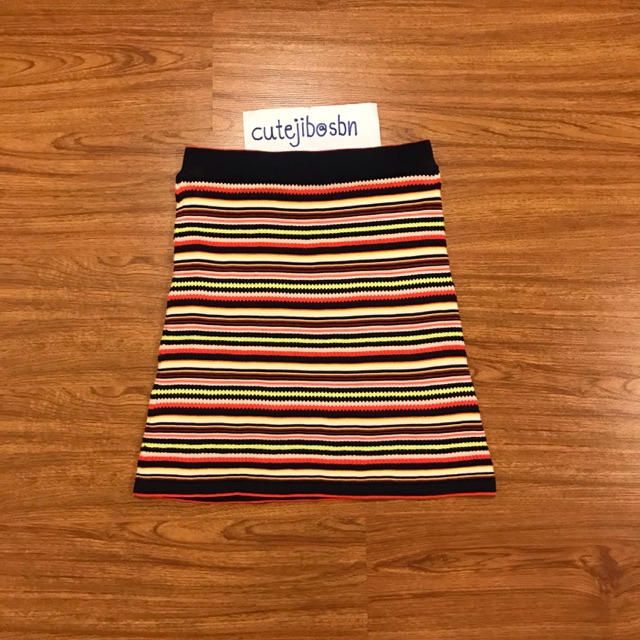 Zara Stripe Knit Skirt (like new) Shopee Thailand