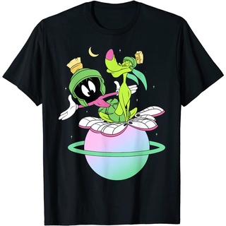 เสื้อยืด พิมพ์ลายดาวเคราะห์ Looney Tunes Marvin The Martian &amp; K-9 สําหรับผู้ใหญ่S-5XL