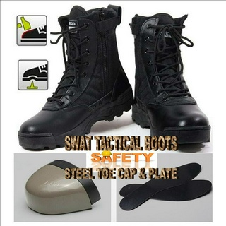 Swat Safety Tactical Boots รองเท้าบู๊ทส์กันน้ําความปลอดภัยสําหรับผู้ชายSteel Toe Cap &amp; Steel Plate Boots