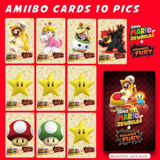 Amiibo Card สําหรับ Mario 3 D World And Bowser  S Fury 10 ชิ้น Nfc Card