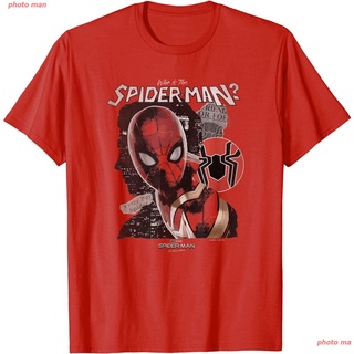 สไปเดอร์แมน เสื้อยืดสไตล์เกาหลี เสื้อยืดSpider-Man Marvel Spider-Man No Way Home Who Is Spider-Man? T-Shirt คู่