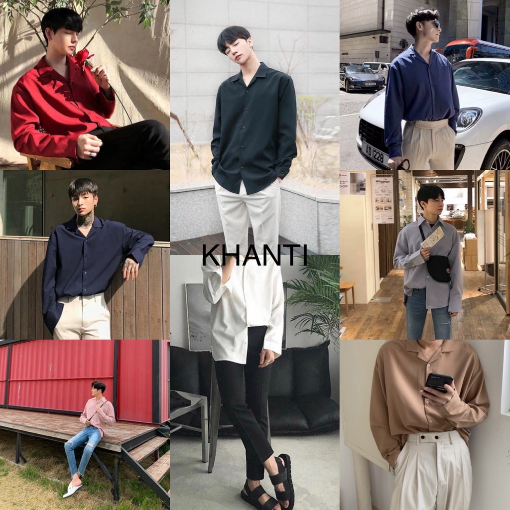 เสื้อเชิ้ตแขนยาว สไตล์เกาหลีสีพื้น ผ้านิ่ม ใส่สบาย ไม่ร้อน S1