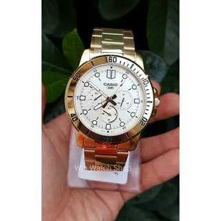 นาฬิกา Casio รุ่น MTP-VD300G-9E นาฬิกาผู้ชายสายแสตนเลสสีทอง หน้าปัดทอง รุ่นใหม่ล่าสุด - ของแท้ 100% รับประกันสินค้า 1 ปี