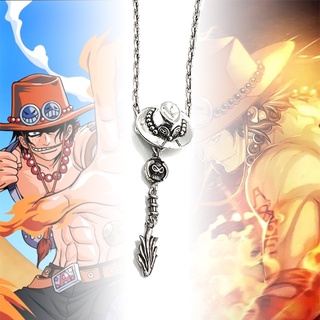 เครื่องประดับ สร้อยคอ จี้โลหะ รูปการ์ตูนอนิเมะ One Piece Portgas D Ace สไตล์เรโทร สําหรับแต่งคอสเพลย์ฮาโลวีน