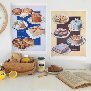 Poster - Vintage Bakery book page : Bestway Cookery Gift Boo - Baked &amp; Cake