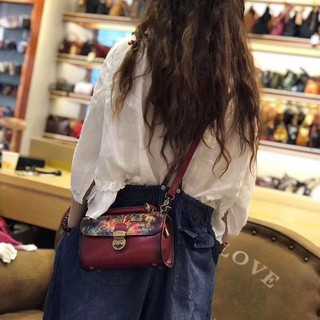 bags new 2021 net red summer cowhide one-shoulder retro printing simple female bag spring messenger small square