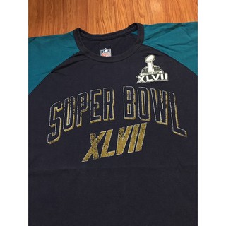 เสื้อยืดผ้าฝ้าย เสื้อยืดมือสอง SUPER BOWL XLVII Size XL มือ2