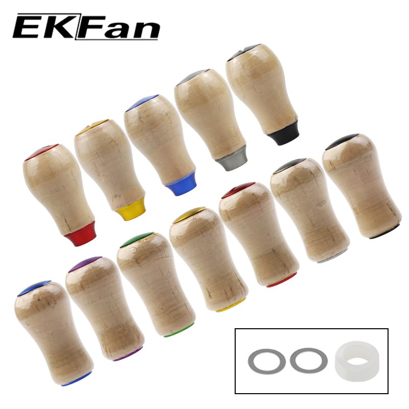 EKFan ด้วยตลับลูกปืน วัสดุไม้ ลูกบิดรอกตกปลาสําหรับ abu daiwa shimano Spinning Baitcasting Reel Lure Parts