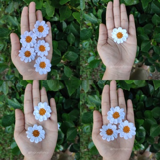 พร้อมส่ง °Daisy° ดอกไม้ถักสุดคิ้ว​ ดอกเดซี่ สำหรับตกแต่งชิ้นงาน DIY 🛍️กระเป๋าสาน ดอกไม้จิ๋ว สายคล้องแมส