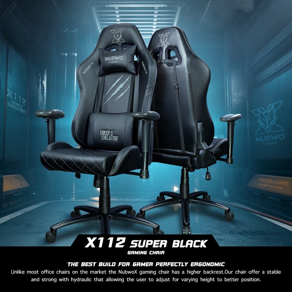 เก้าอี้เกมมิ่ง NUBWO รุ่น SUPER BLACK X112 ALL BLACK