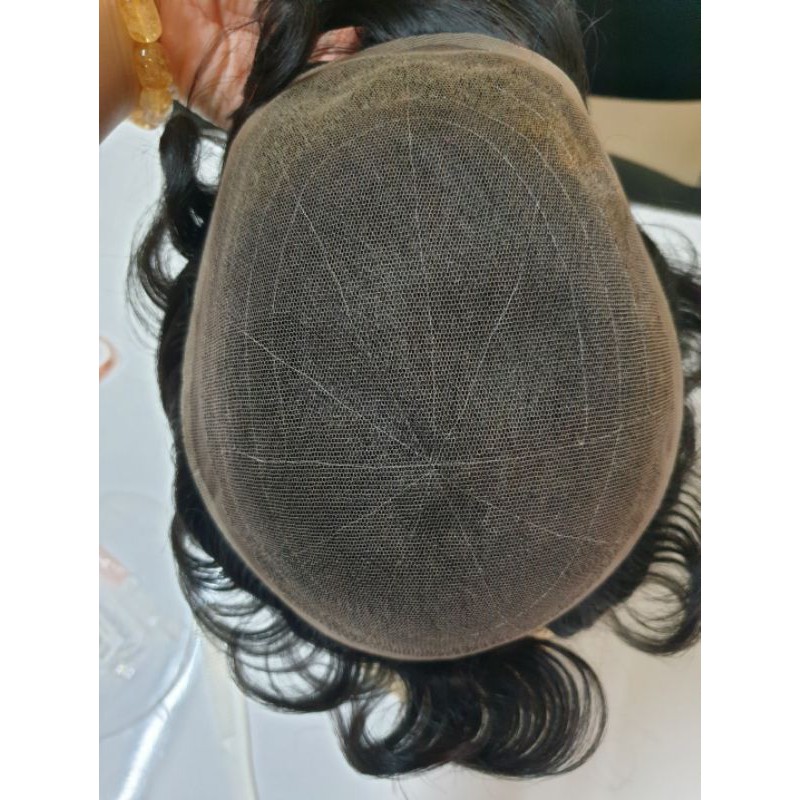 วิกติดกาวทอมือ Full Lace วิกปิดหัวล้านผู้ชาย French Lace ผมแท้100% แห้งง่ายระบายอากาศได้ดีที่สุด ตัดตัวฐานได้ตามต้องการ