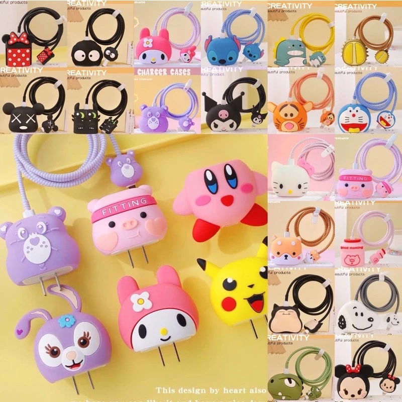 พร้อมส่ง ที่ถนอมหัวชาร์จ ที่เเต่งหัวชาร์จ ลายการ์ตูนหน้ารักมาก สำหรับ หัวไอโฟน 18w 20w สินค้าใหม่มีพร้อมส่ง 35W