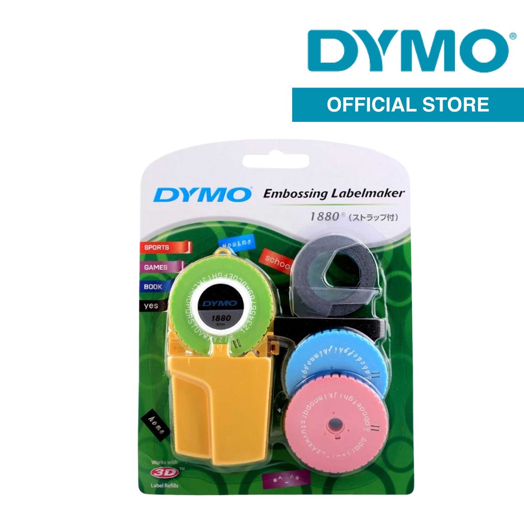 Dymo 1880แบบพกพาด้วยตนเองเครื่องพิมพ์ฉลากพิมพ์ดีดพลาสติกPVC 9มม.3DลายนูนเทปสำหรับDymoลายนูนเครื่องพิ