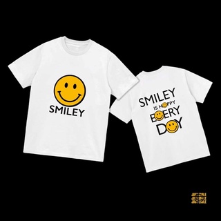 แฟชั่นคลาสสิกเสื้อลาย SMILEY IS HAPPY (นล) เสื้อยืดผ้าฝ้ายฤดูร้อน S-5XL ขนาด: S-4XL