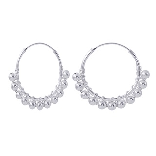 SILVER THAI        Silver Ball Small Hoop Earrings  เงินแท้925เม็ดบอลเป็นแบบห่วง