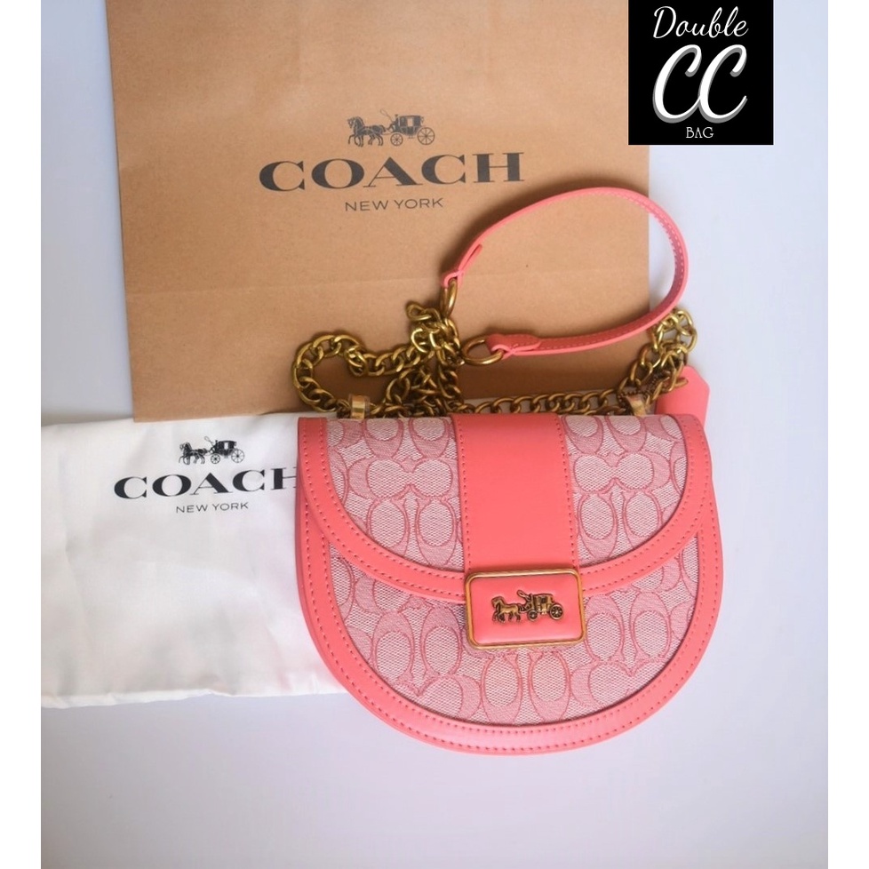 (แท้ 💯%‼) Coach Alie Saddle Bag Jacquard In Signature