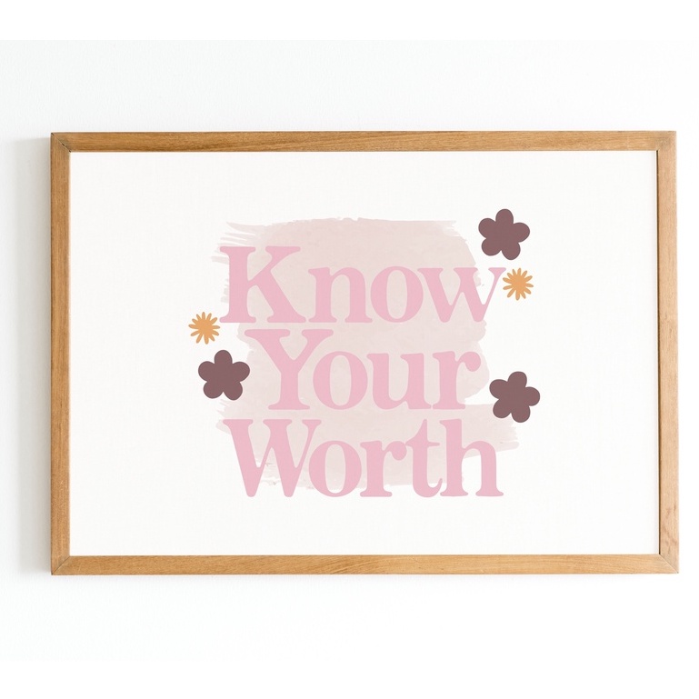 รู้จักความคุ้มค่าของคุณ Wall Art โปสเตอร์พิมพ์คําคมสร้างแรงบันดาลใจ Kata Motivasi Positif Home Deco 