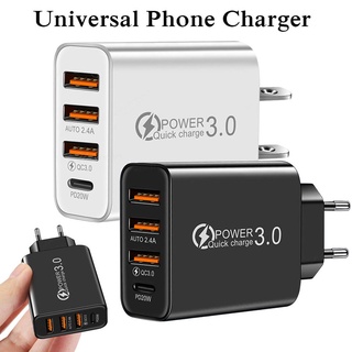 5V/2A us/eu ปลั๊ก4พอร์ต USB C PD Fast charger/ อะแดปเตอร์ชาร์จ/ ปลั๊กชาร์จติดผนัง Compatible for  Android