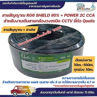 (ตัดแบ่งขาย 70m-80m) สาย RG6 95% Shield + สายไฟ Power 2C CCA ยี่ห้อ Qoolis สำหรับงานกล้องวงจรปิด CCTV ร้าน prolinkshop