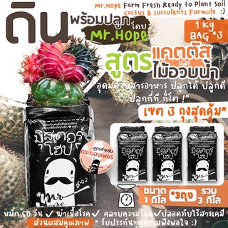 🔥ส่งฟรี🔥ดินแคตตัส ดินกระบองเพชร สูตรพรีเมี่ยม! 1kg x 3ถุง ได้มากถึง 7.5ลิตร! (Premium Organic Cactus Soil)