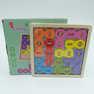 [พร้อมส่ง] Candy Intellect Puzzle เกมปริศนาไม้สีลูกกวาด รหัส B-099