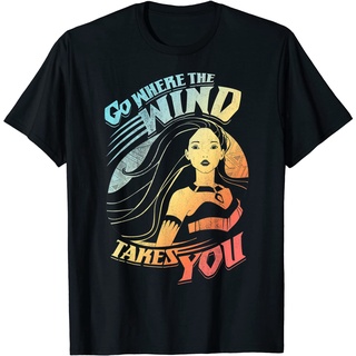 เสื้อยืดวินเทจเสื้อยืด พิมพ์ลายดิสนีย์ Pocahontas Go Where The Wind Takes You Bright สําหรับผู้ใหญ่S-4XL