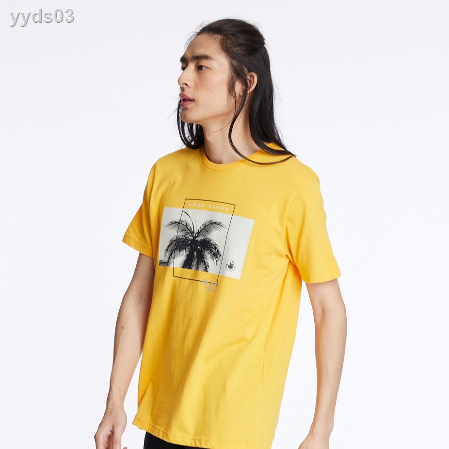 ▪☼BODY GLOVE Unisex Graphic Tee Cotton T-Shirt เสื้อยืด สีเหลือง-04