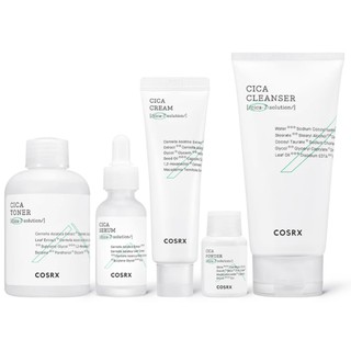 COSRX Pure Fit Cica Cleanser 150ml, Serum 30ml, Cream 15ml, Toner 30, 150ml, Powder 7g, Clear Cleansing Oil 50ml, Relief