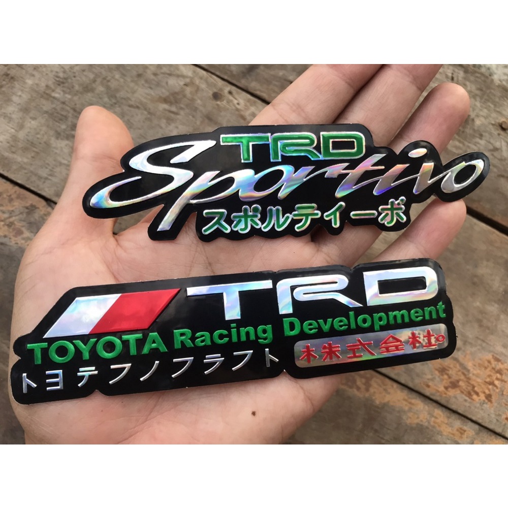 สติ๊กเกอร์ TRD Sportivo Toyota Racing Japan 4ชิ้น สติกเกอร์ สีเขียว Foil Stickers 3D นูน แต่งรถ Vios Yaris Vigo Fortuner