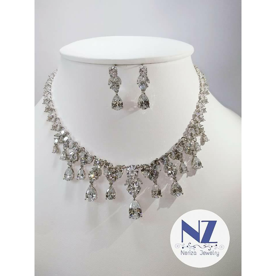 Neriza Jewelry/เครื่องประดับเจ้าสาวเพชรสังเคราะห์ รับประกันประกายไฟเทียบเท่าเพชรแท้ พร้อมกล่องNSW039
