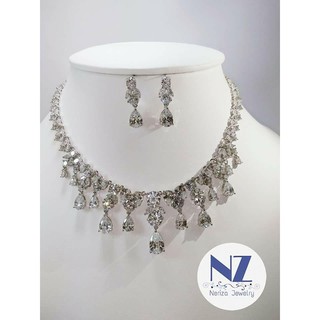 Neriza Jewelry/ เครื่องประดับเจ้าสาวเพชรสังเคราะห์ รับประกันประกายไฟเทียบเท่าเพชรแท้ จัดส่งฟรีพร้อมกล่องNSW039