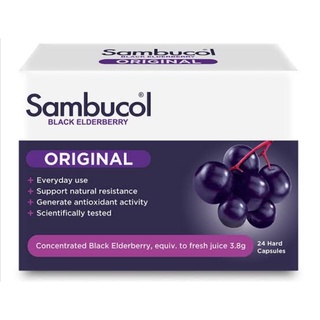 Sambucol Black Elderberry Original 24 แคปซูล แซมบูคอล แบล็ค เอลเดอร์เบอรี่ เสริมภูมิคุ้มกัน ป้องกันหวัด