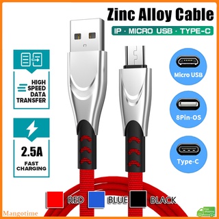 【จัดส่งรวดเร็ว】สายชาร์จโทรศัพท์ Usb 2.5A แบบถัก อัลลอย สําหรับ Micro Usb i-P Type C