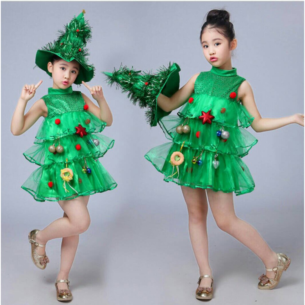 พร้อมส่งจ้าา ชุดคริสมาสต์สาวน้อย ชุดต้นคริสมาสต์ ชุดแฟนซี น่ารักฟรุ๊งฟริ๊ง มาพร้อมหมวกเข้าชุด น่ารักมากๆๆ