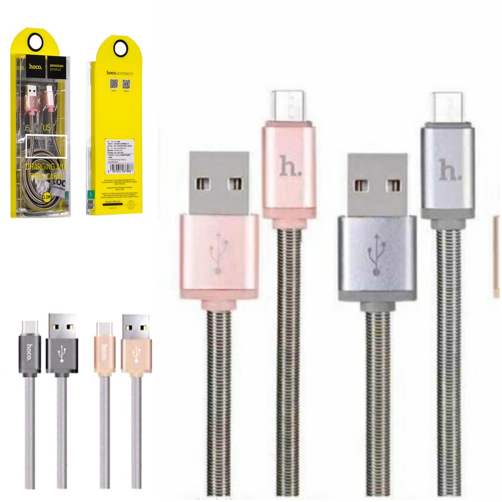 Hoco U5 สายชาร์จมือถือ Micro /Type-c 1.2M ของแท้100%
