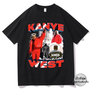 ขายดี เสื้อยืดแขนสั้น พิมพ์ลายกราฟฟิคนักร้อง Kanye West Portrait สไตล์ฮิปฮอป สตรีท แฟชั่นสําหรับผู้ชาย และผู้หญิง