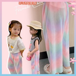 Girls anti-mosquito pants 2021 summer childrens wide-leg pants loose breathable baby girls pants summer Thin Rainbow pants