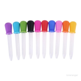 Loner 10 Pieces Pipettes Silicone and Plastic Dropper Pipettes Liquid Droppers for Candy Sweet Kids Children Kitchen Gummy Mold and Crafts, 5ml, 10 Colors