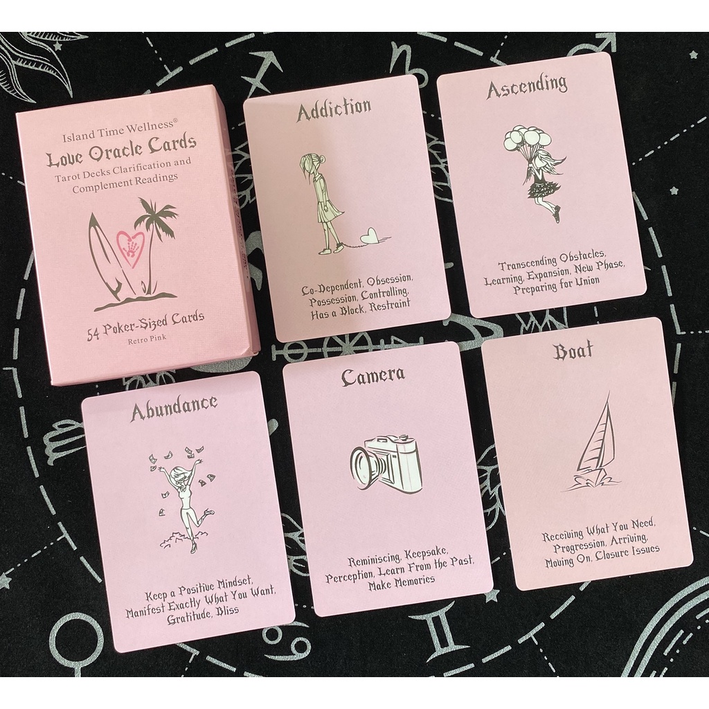 Love Oracle Card Pink Island Time Wellness Love Oracle การ์ดภาษาอังกฤษเกมกระดาน